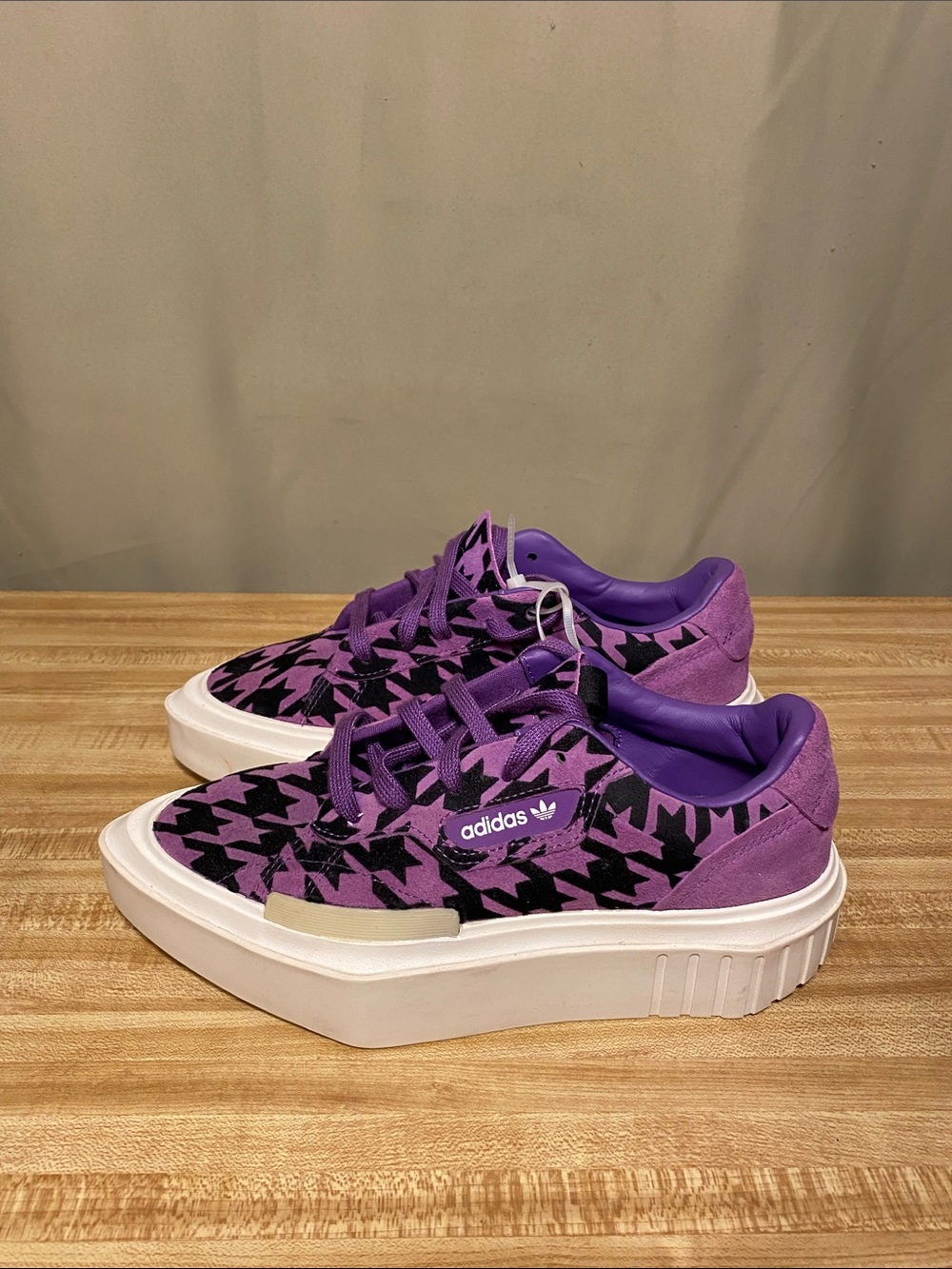Adidas Originals Hypersleek Purple Houndstooth Platform  shoes Women’s 5 - Picture 3 of 7